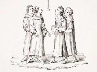 The Game of Bob Apple, or Swinging Apple, reproduction from a 14th century manuscript, from 